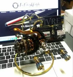 Livre Custom Titanium Double Handle (Gun Metal X Burnt Tip X Gold)- WING 98 (WD-98-FD1 Daiwa Compatible)) -Cheap Jigging Rods Store livre custom handle1